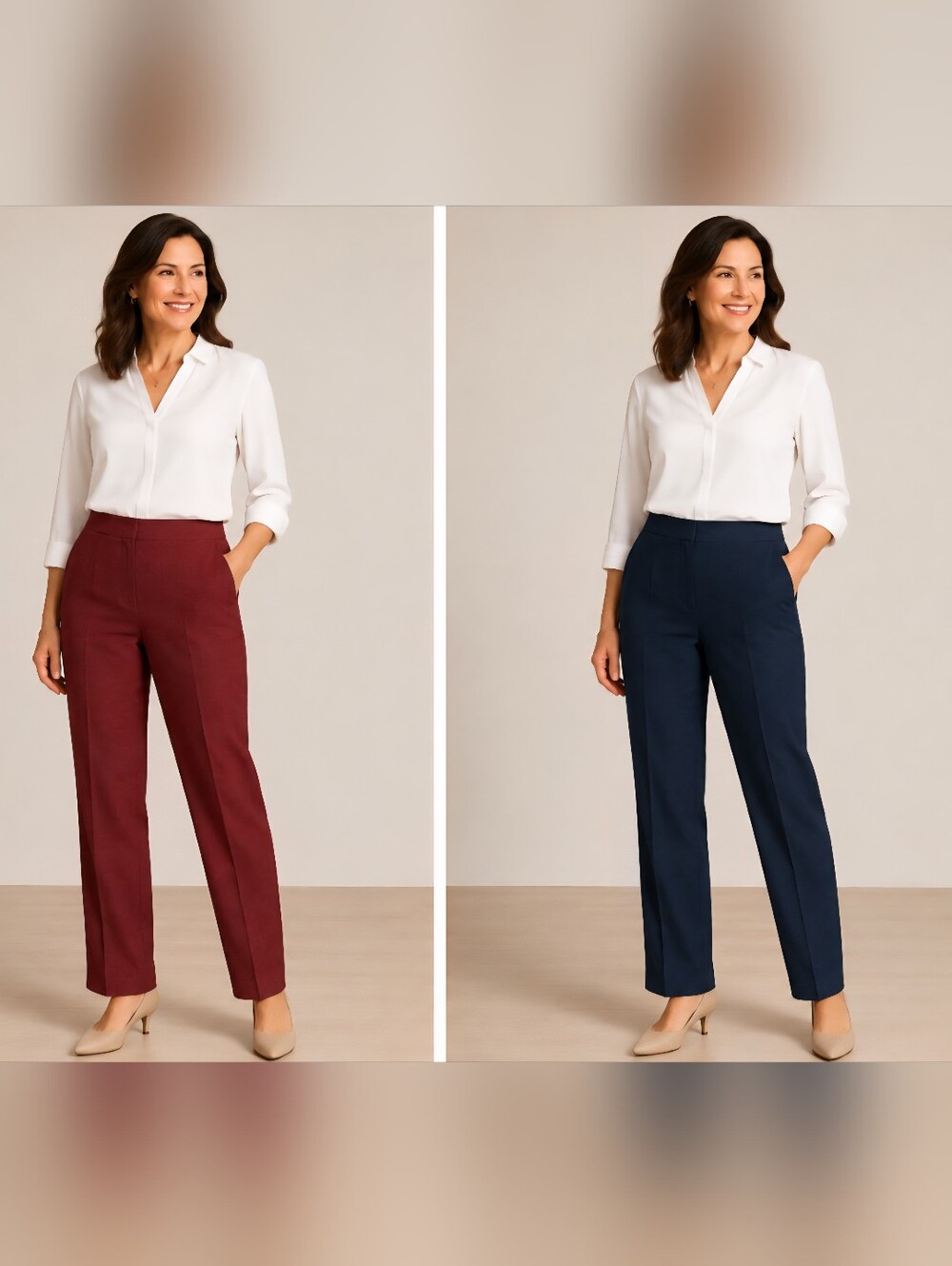 Sag Harbor Women’s Straight Leg Dress Pants Lot of 2 Size 16 Burgundy Navy